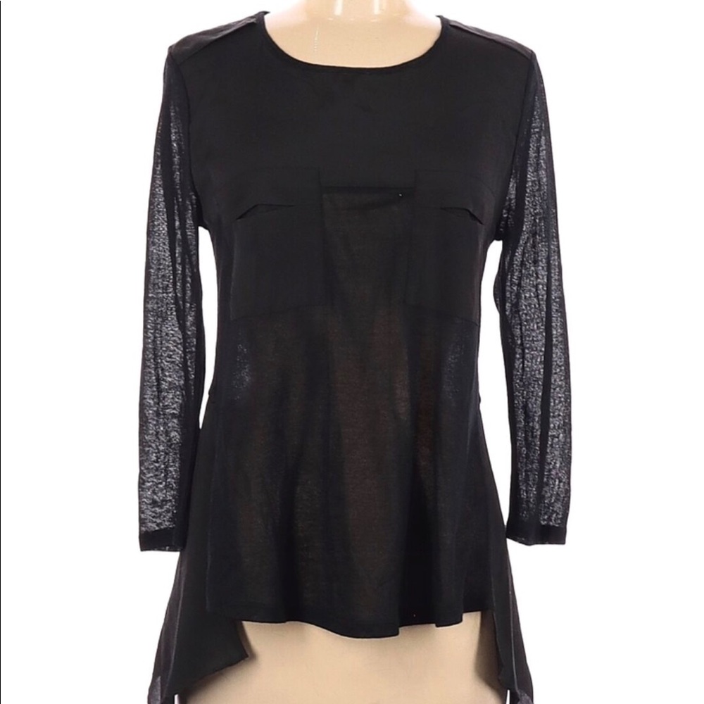 Alberto Makali Semi Sheer Black Blouse Size Small